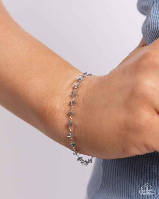 Chiseled Character - Silver Chiseled Bead Bracelet Paparazzi B1603