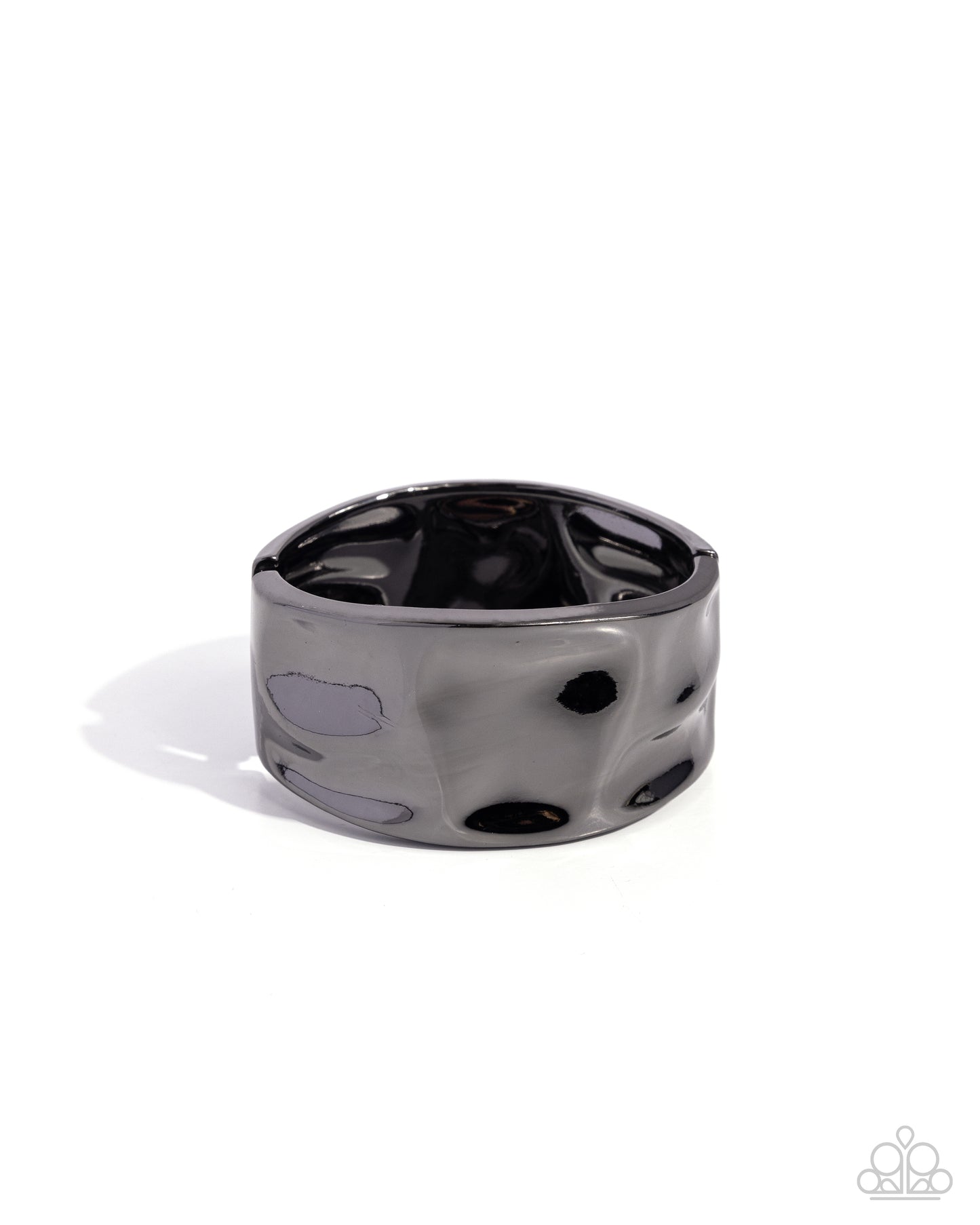 Hammered Hope - Black Hammered Gunmetal Hinge Bracelet Paparazzi B1889