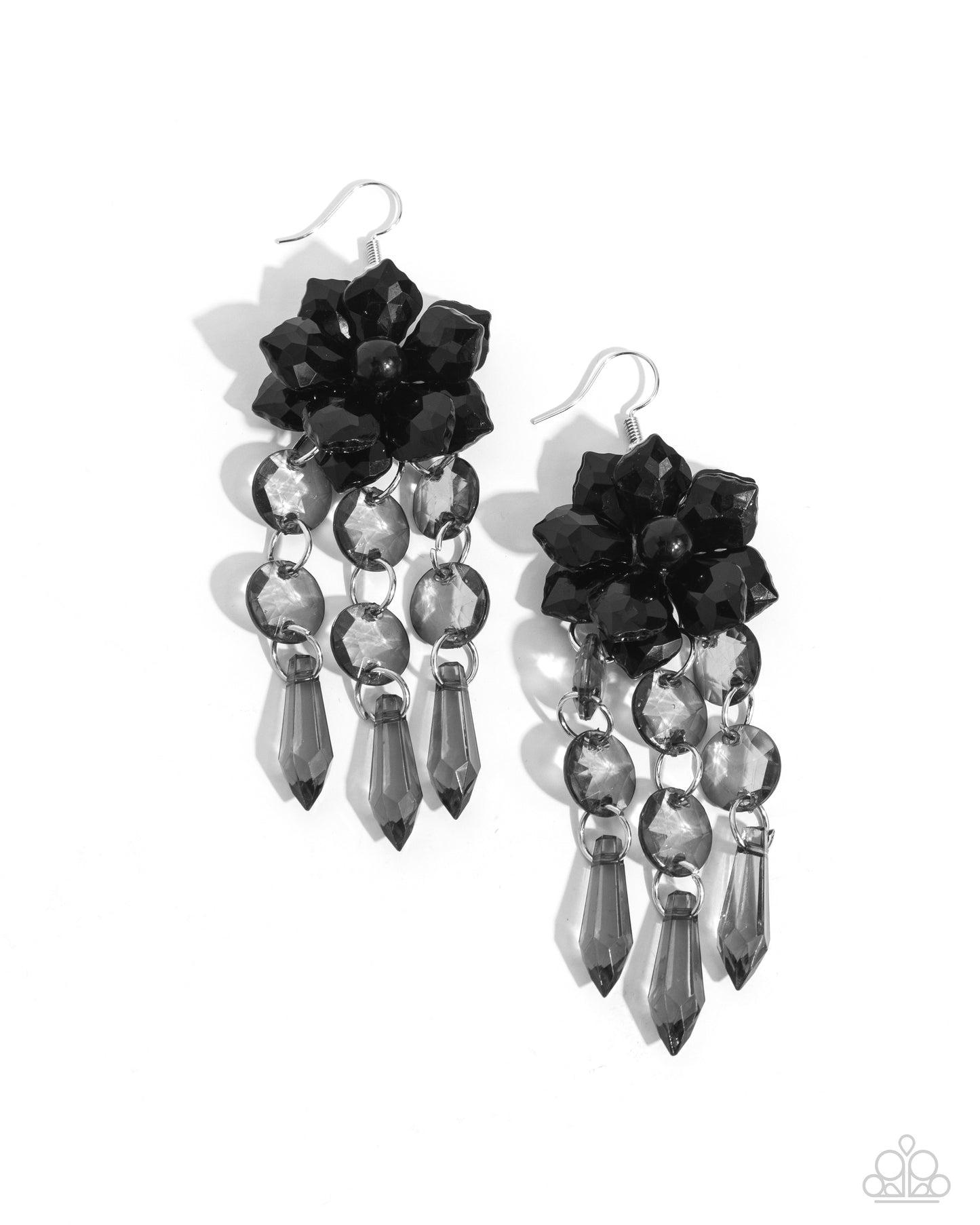 Hawaiian Hallmark - Black Beaded Petal 3D Hawaiian Flower Earring Paparazzi E2225