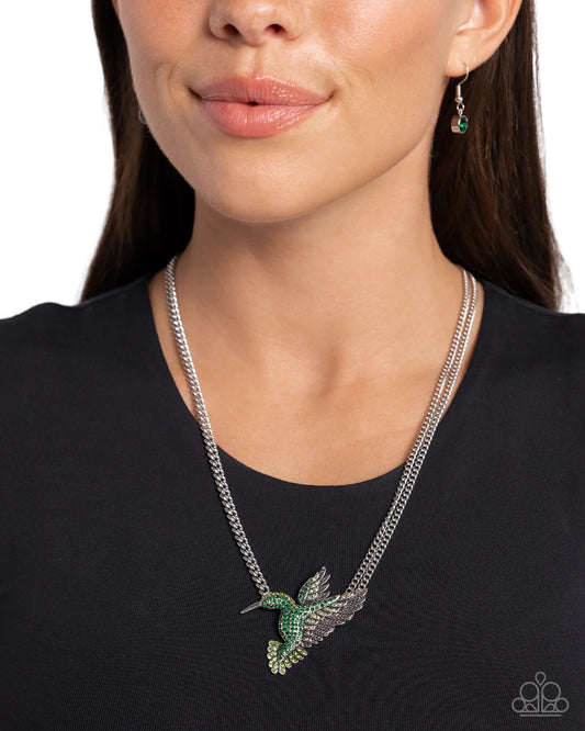 Hummingbird Headline Green Necklace Paparazzi N2379