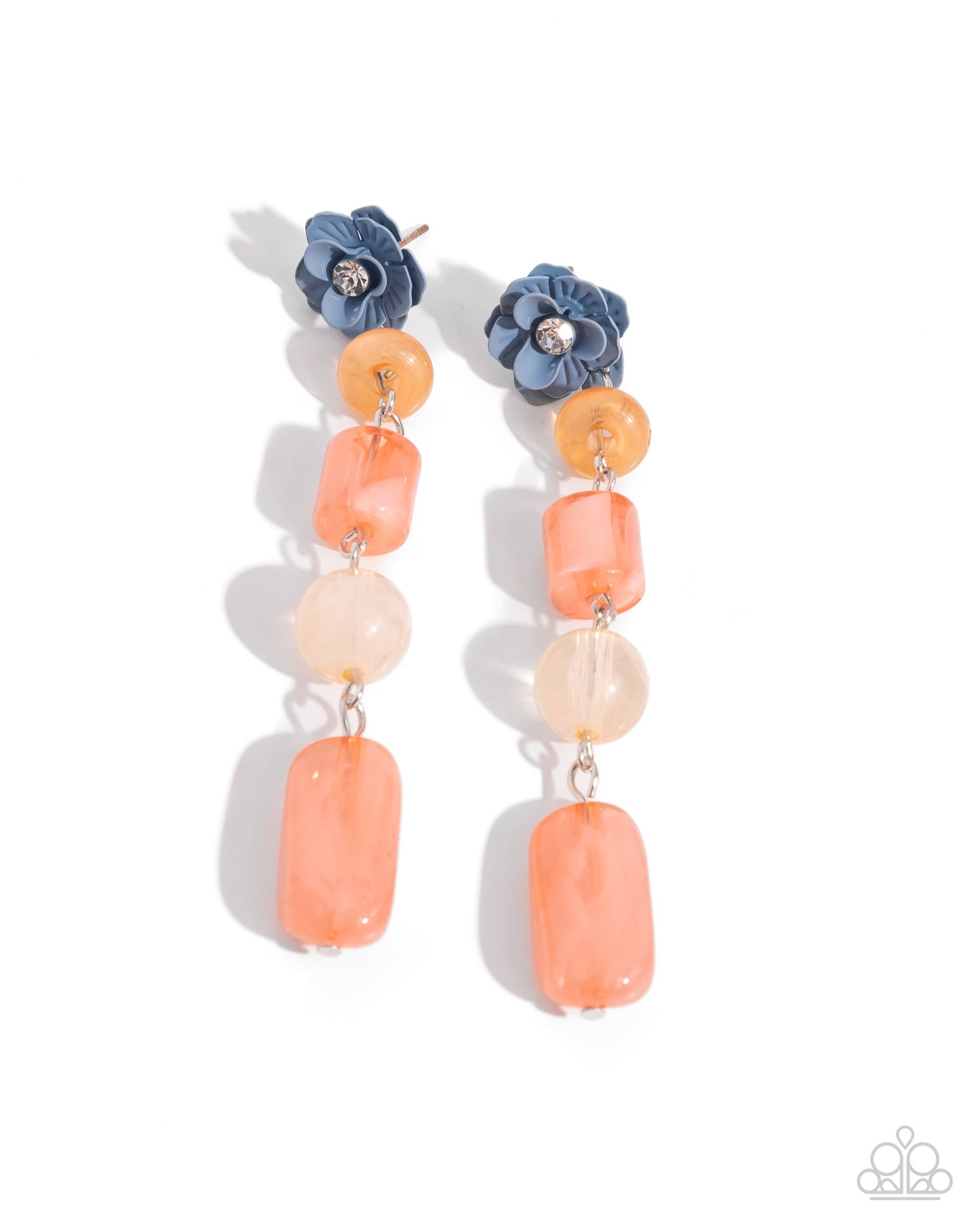 Meditative Magic - Orange, Light Peach, Desert Flower & Chambray Painted Flower Post Earring Paparazzi E2106