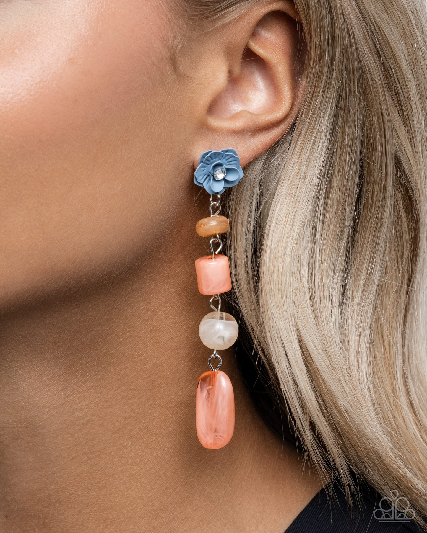 Meditative Magic - Orange, Light Peach, Desert Flower & Chambray Painted Flower Post Earring Paparazzi E2106