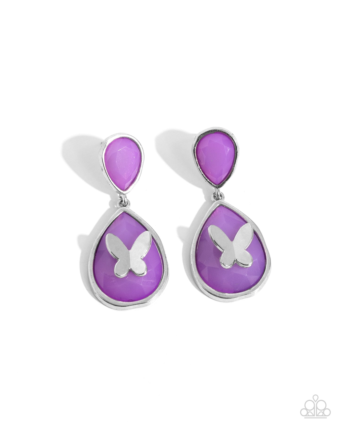 BRIGHT This Sway - Purple Orchid Teardrop Silver Butterfly Earring Paparazzi E2222