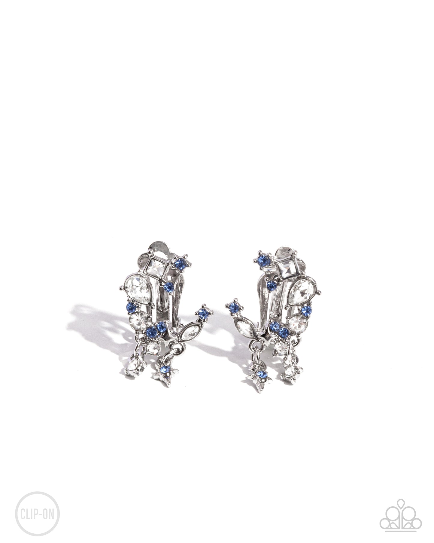 Fantastical Fashion - Blue Light Sapphire & White Rhinestone Clip-On Earring Paparazzi E2164