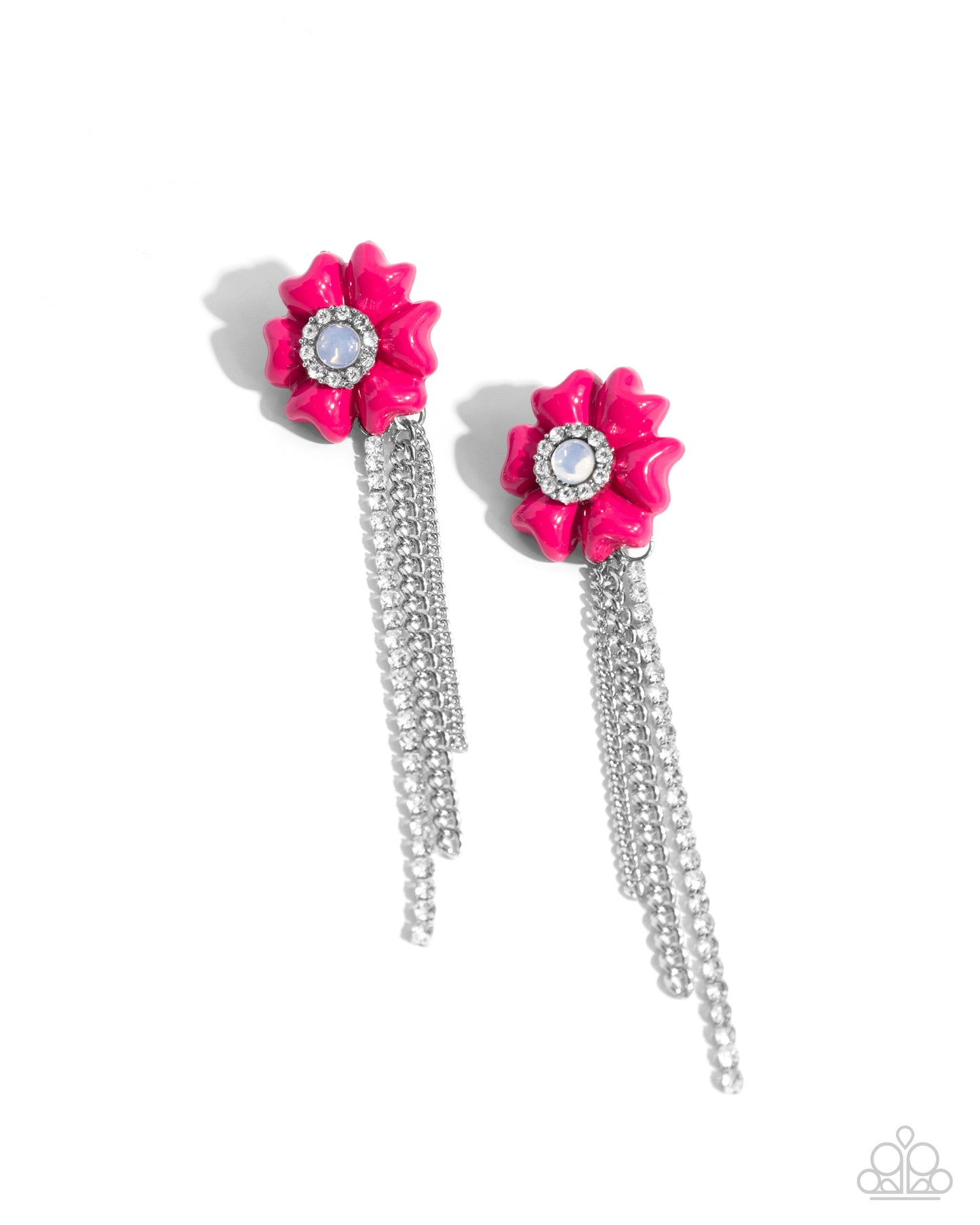 Floral Fuel - Pink - Hot Pink Flower & Opalescent Center Earring Paparazzi E2081