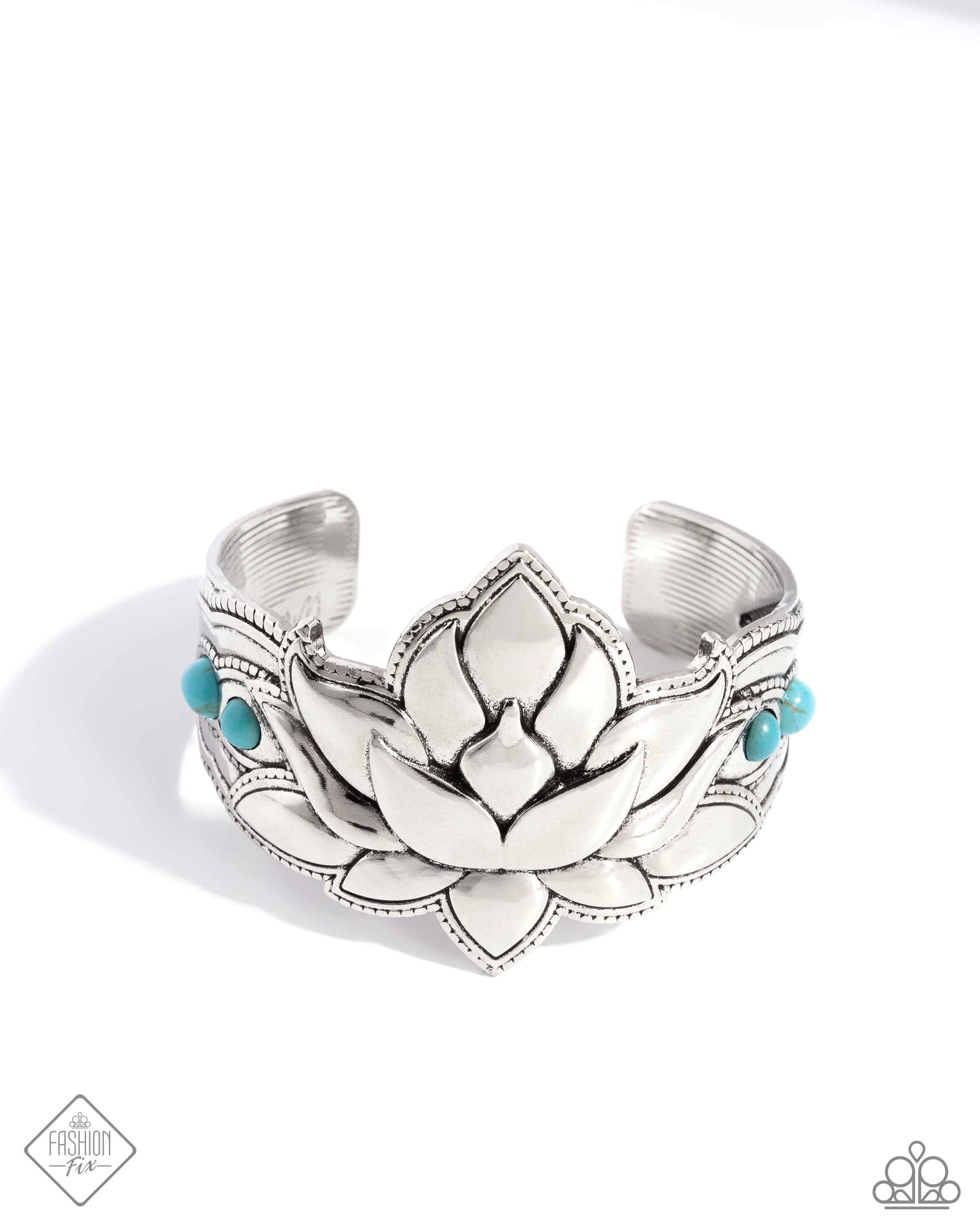 Desert Drill - Blue Turquoise Silver Cuff Bracelet Simply Santa Fe Fashion Fix August 2024 Paparazzi