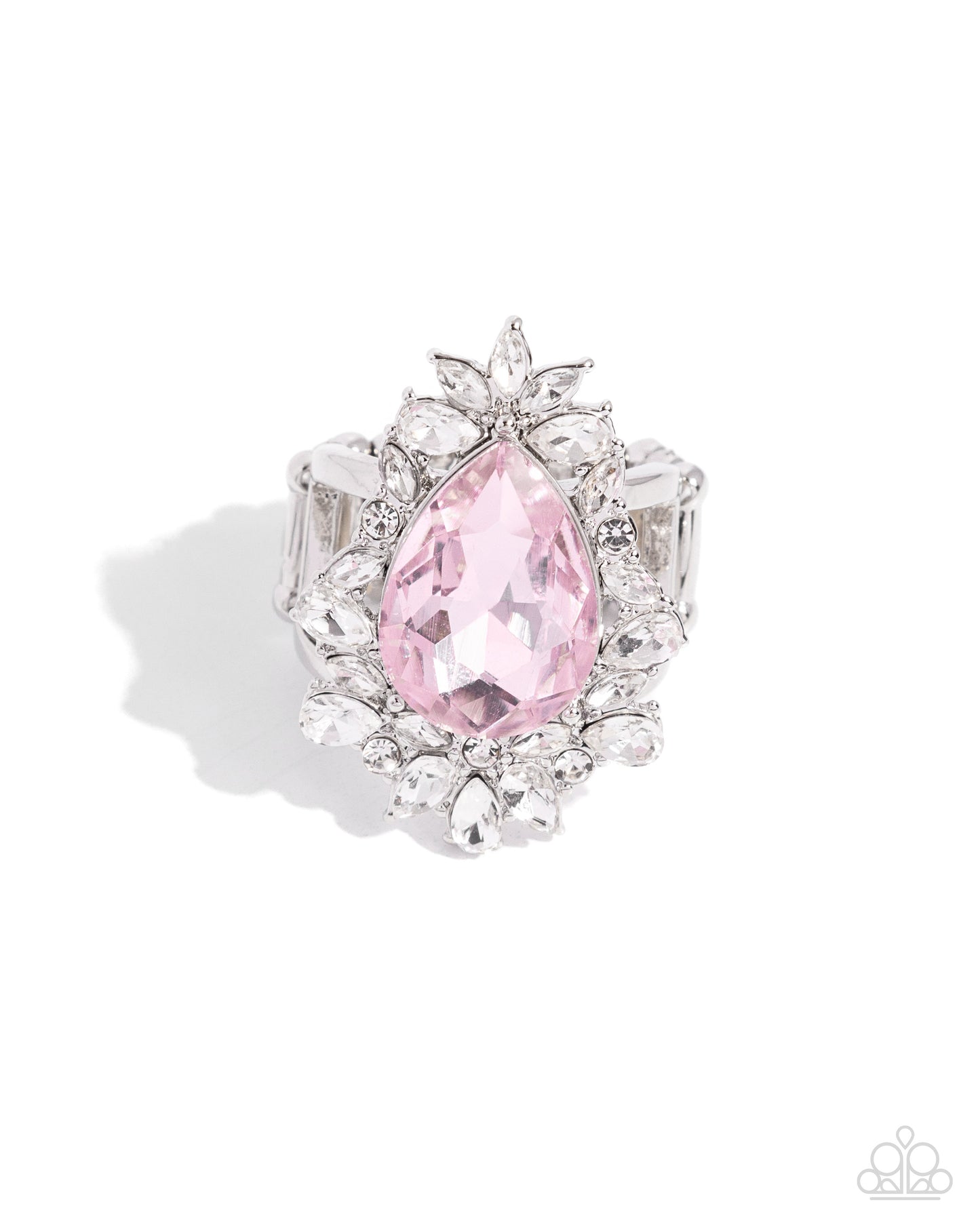 Catering Class - Pink & White Gem Statement Ring Paparazzi R0767