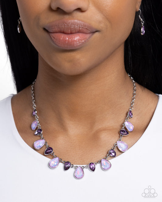 Summer Season - Purple Opalescent & Teardrop Necklace Paparazzi N2390