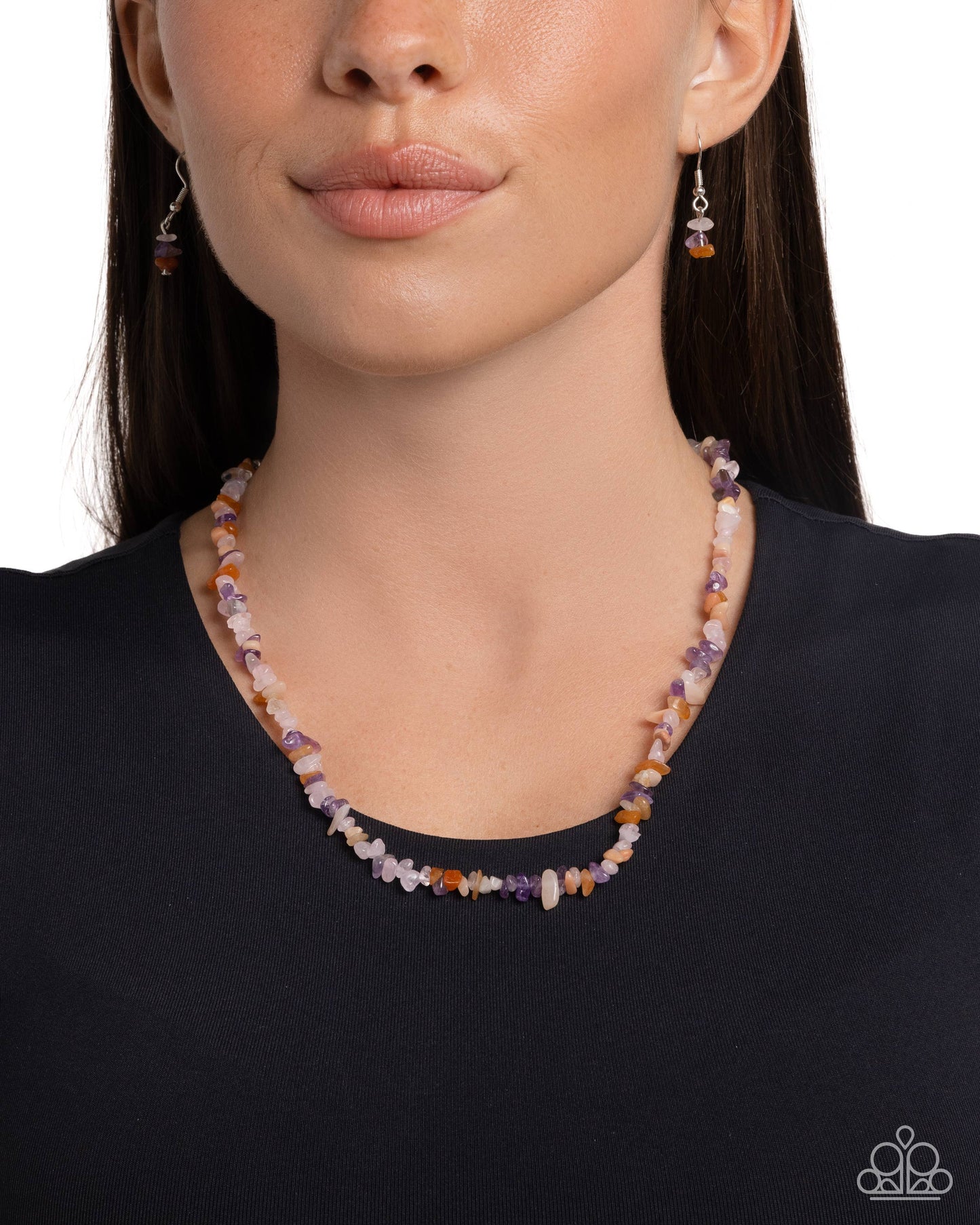 Chiseled Charm - Purple Amethyst, Rose Quartz & Natural Stone Santa Fe Style Necklace Paparazzi N2402