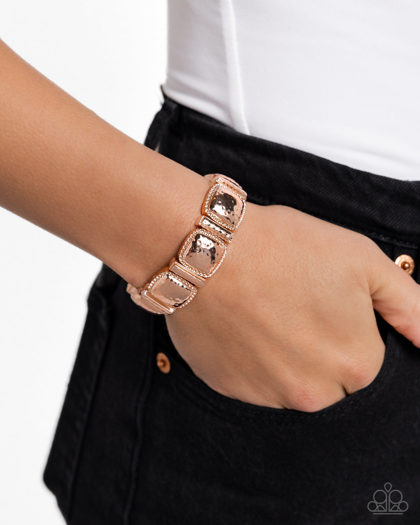 Textured Tranquility - Rose Gold Stretch Bracelet Paparazzi B1771