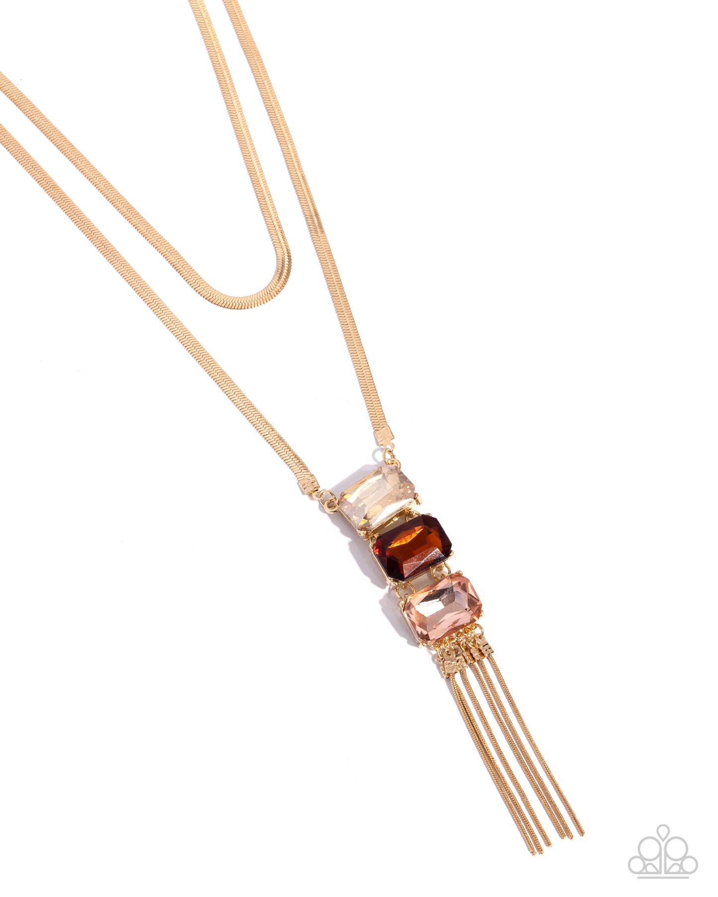 Passionate Pageantry - Brown Champagne, Topaz & Peach Gem Gold Necklace N2345