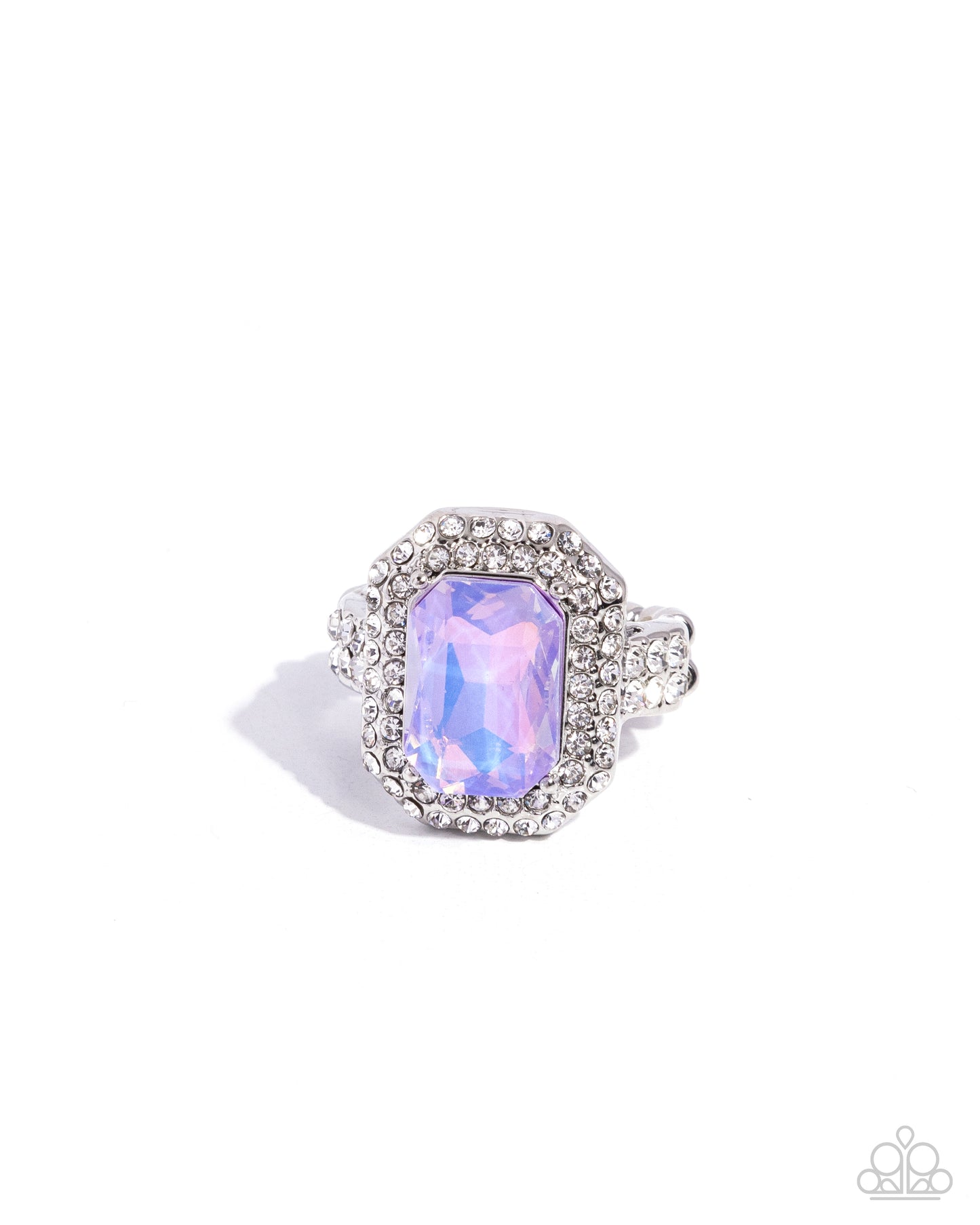 Faceted Fidelity - Purple Opalescent Gem, White Rhinestone Ring Paparazzi R0734