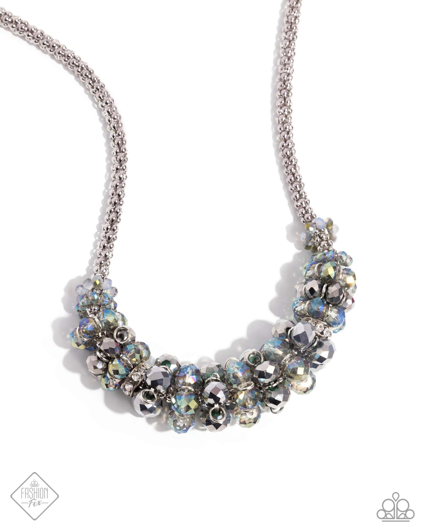 Ignited Impression - Silver UV Splashed & Opalescent Bead Necklace Magnificent Musing Fashion Fix July 2024 Paparazzi N2492