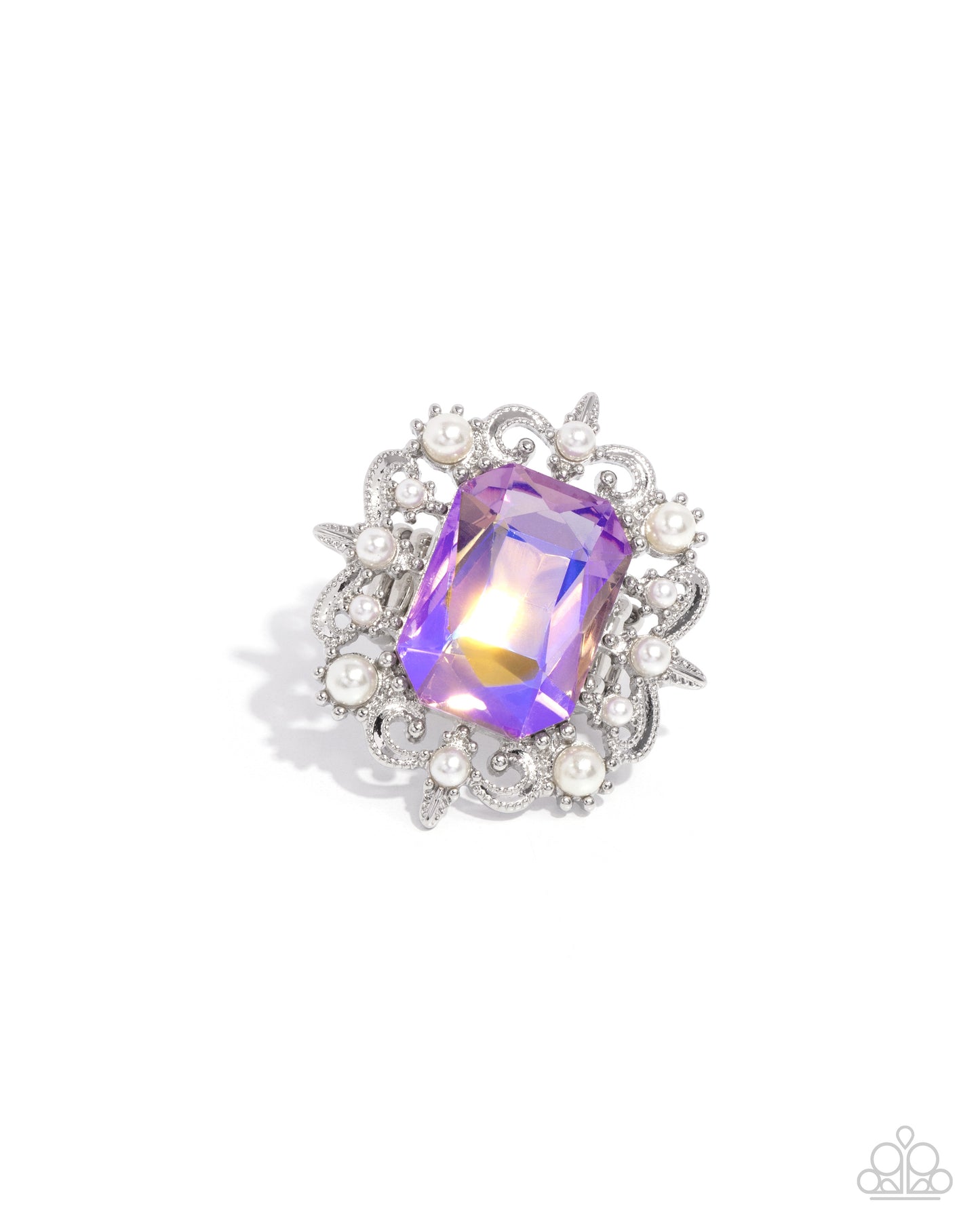 Framed Flourish - Purple UV Shimmery Gem Oversized Ring Paparazzi R0751