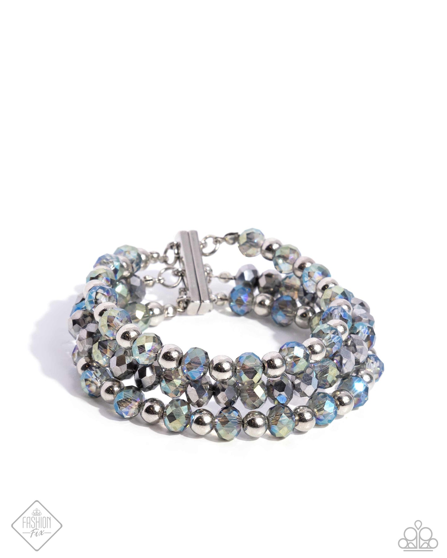 Ignited Influence - Silver UV & Opalescent Bead Bracelet Magnificent Musings Fashion Fix July 2024 Paparazzi B1747