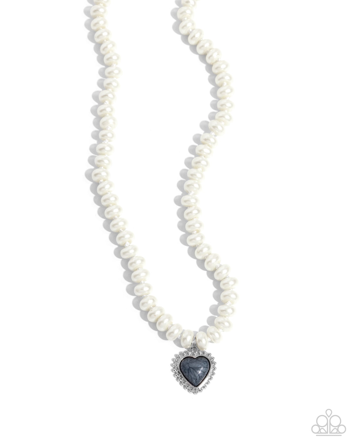 Modest Malibu - Silver Heart & White Pearl Necklace Paparazzi N2431