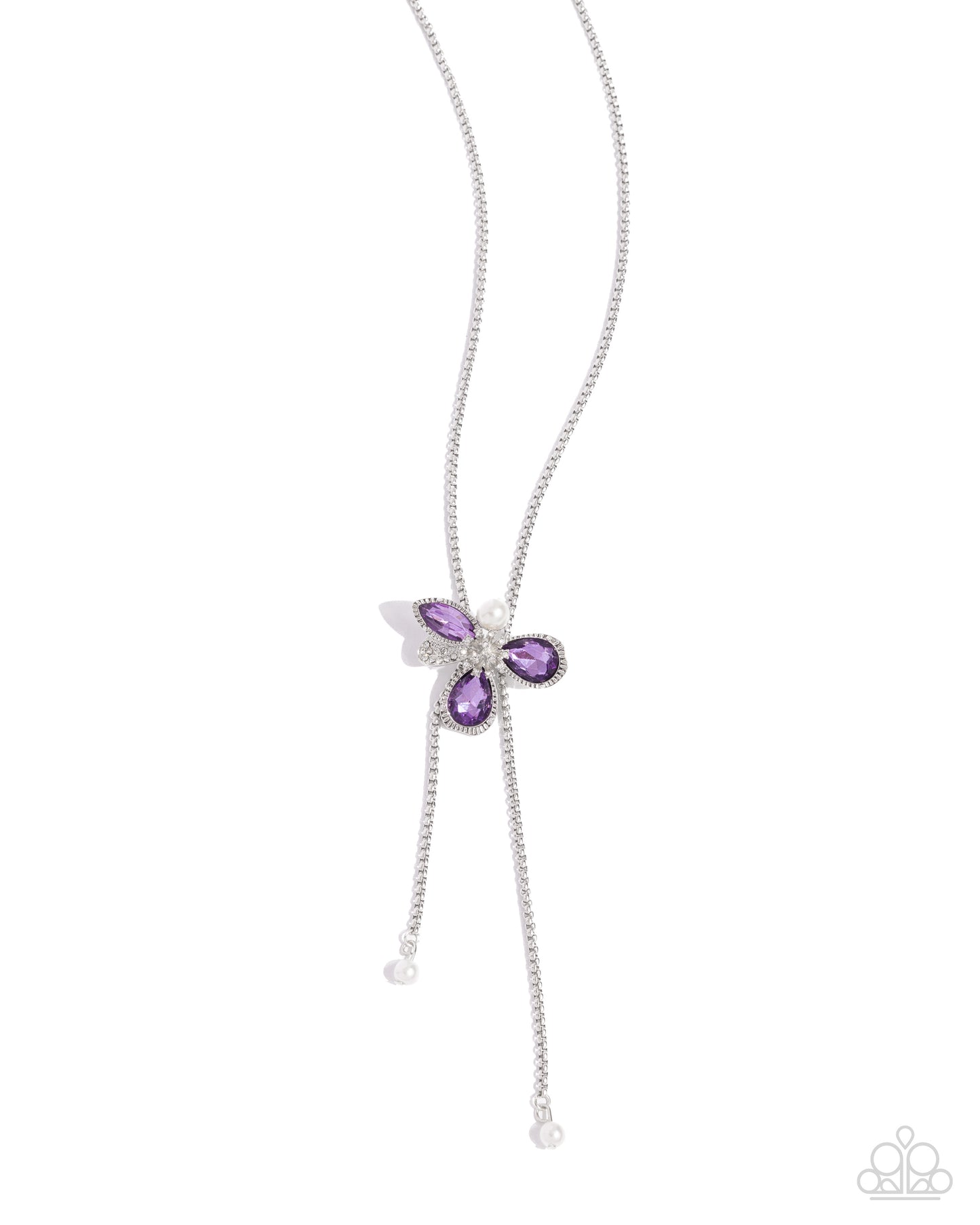 FLORAL Values - Purple Gem Flower Bolo Style Necklace Paparazzi N2501