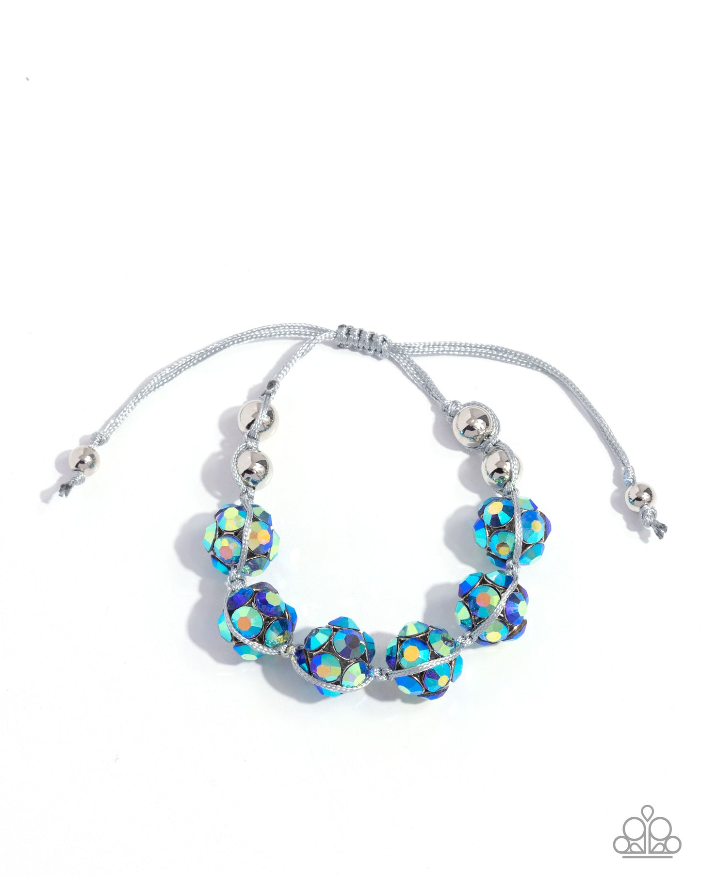 Paparazzi Knotted Kindness - Blue Light Sapphire Iridescent Bead Sliding Knot Closure Bracelet Paparazzi B0453