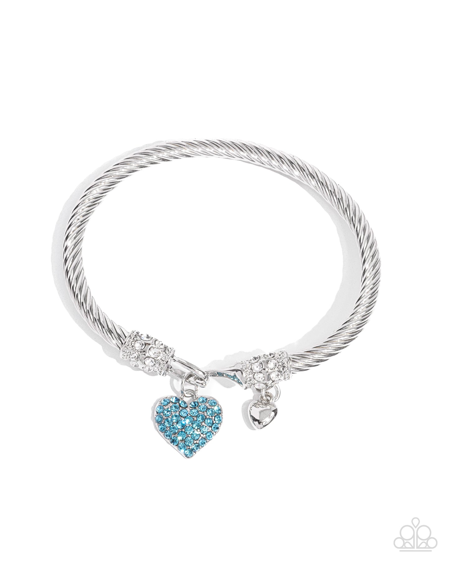 Heart Hour - Blue Aquamarine Rhinestone Heart Bracelet Paparazzi B1794