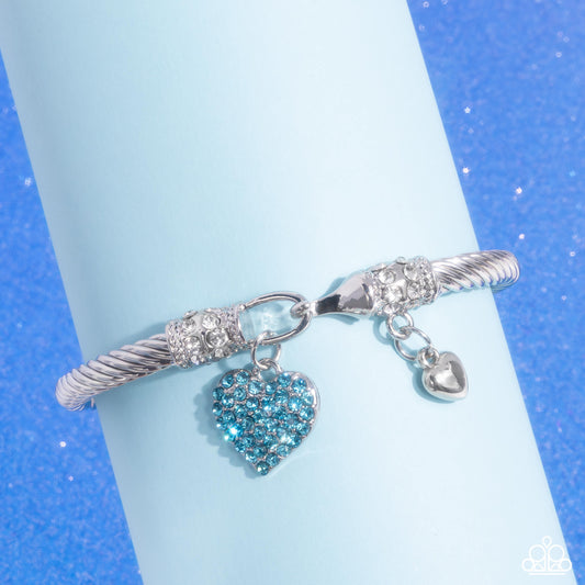 Heart Hour - Blue Aquamarine Rhinestone Heart Bracelet Paparazzi B1794