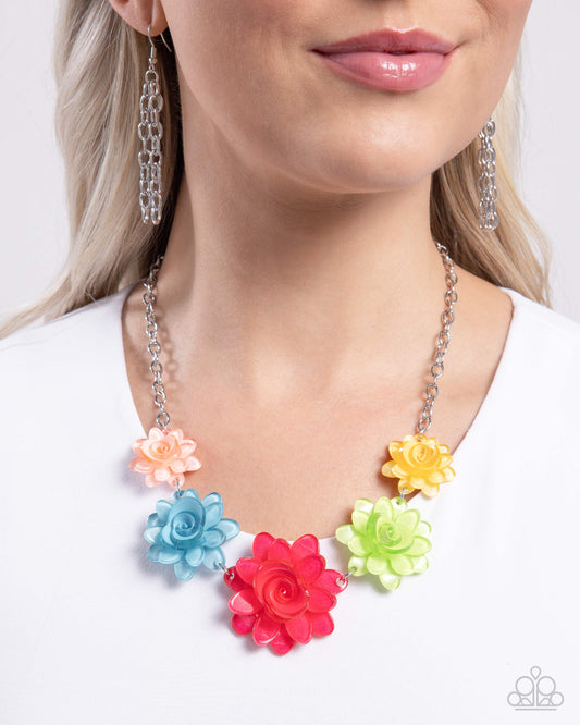Spring Break Style - Multicolored Acrylic Flower Necklace Paparazzi N3463