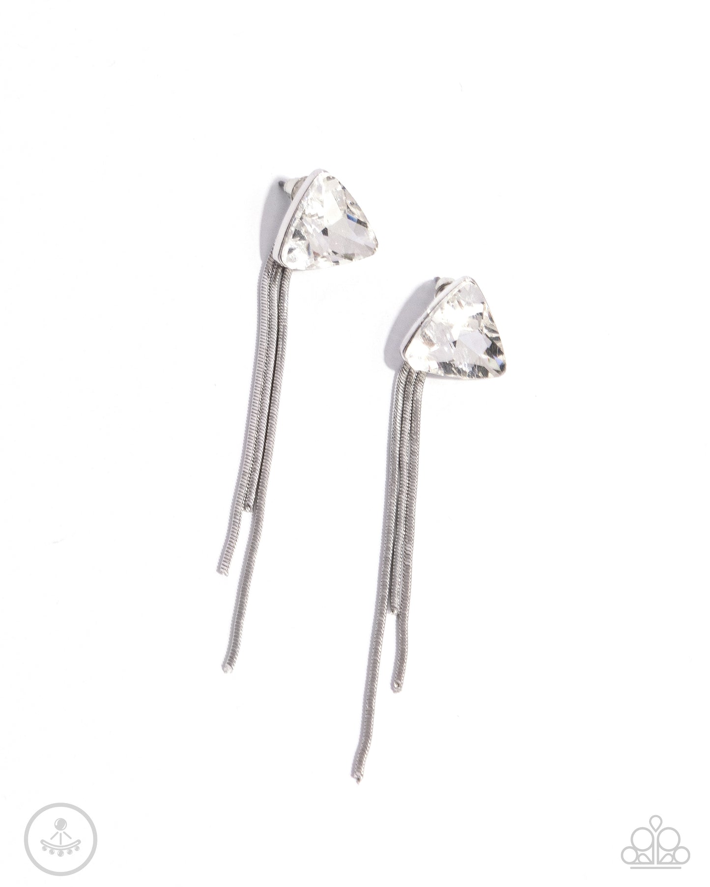 Candescent Class - White triangular Gem Double Sided Post Earring Paparazzi E2189