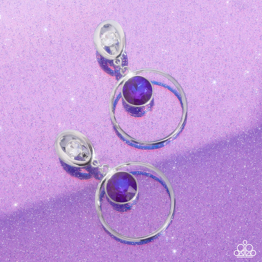 Modern Moment - Purple Amethyst & White Gem Clip On Earring Paparazzi E2373