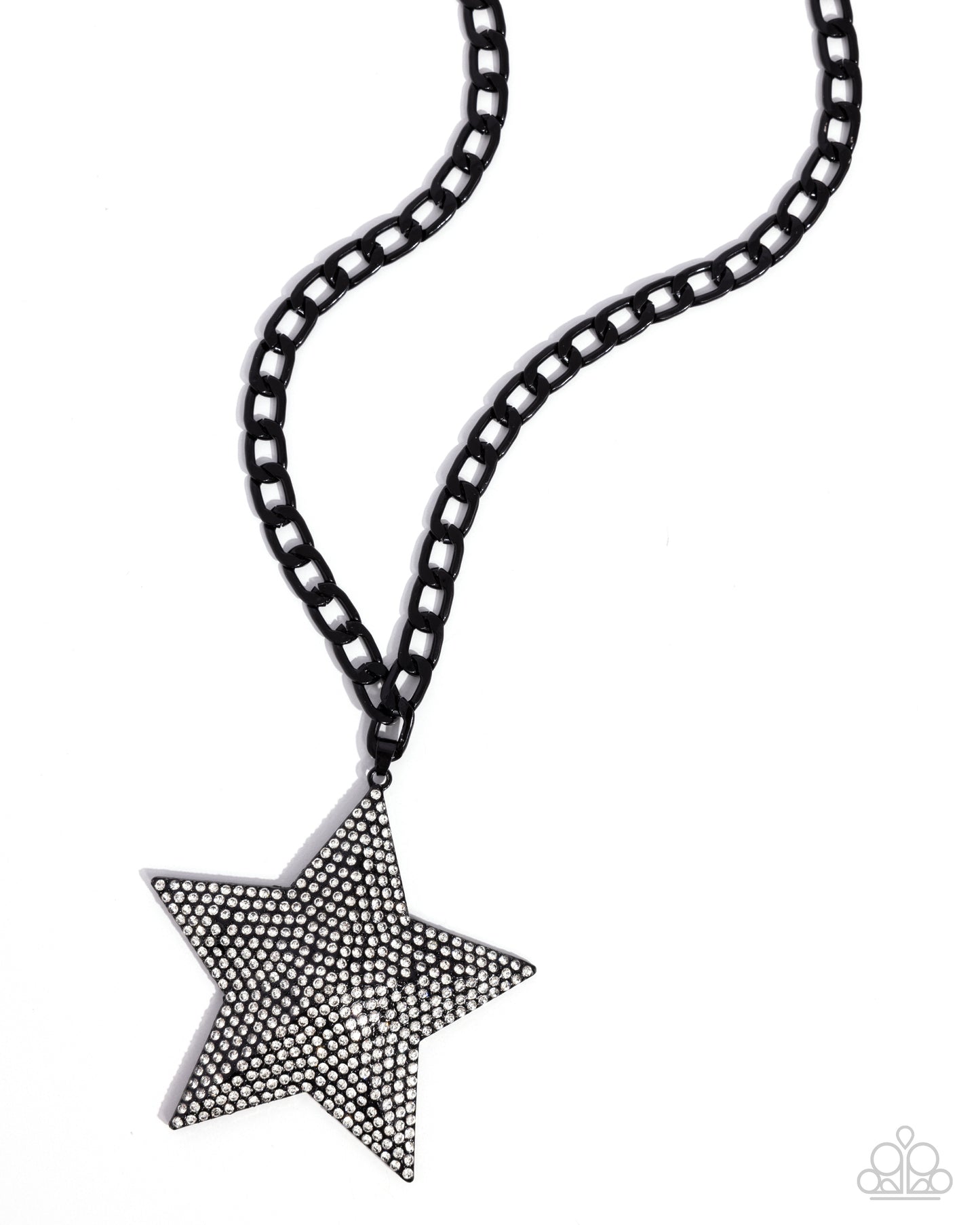 Stellar Selfie - Black Painted White Rhinestone Encrusted Star Necklace 2024 Convention Exclusive Paparazzi N2525