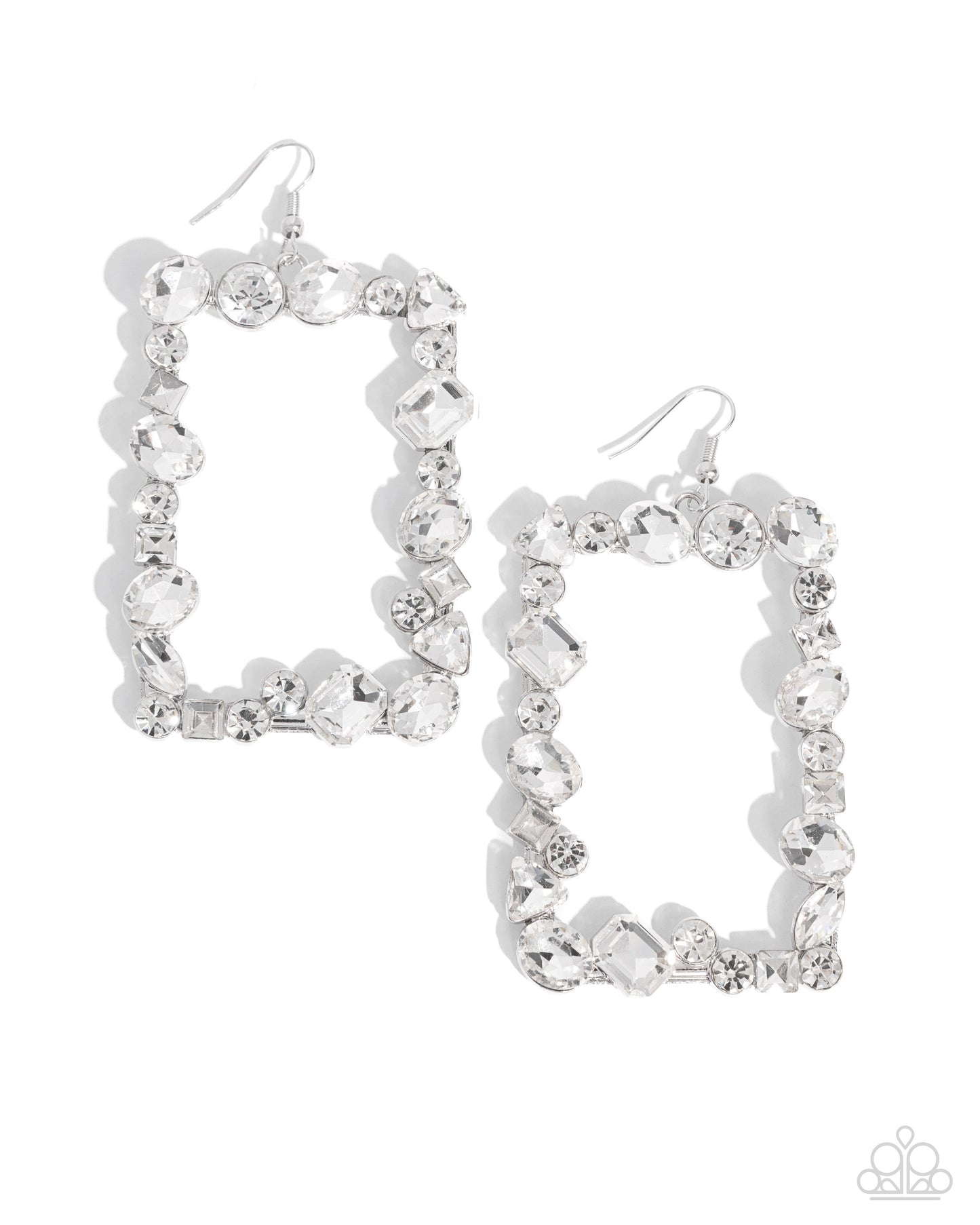 Wishful Wardrobe - White Gem Silver Earring 2024 Convention Exclusive Paparazzi E2123