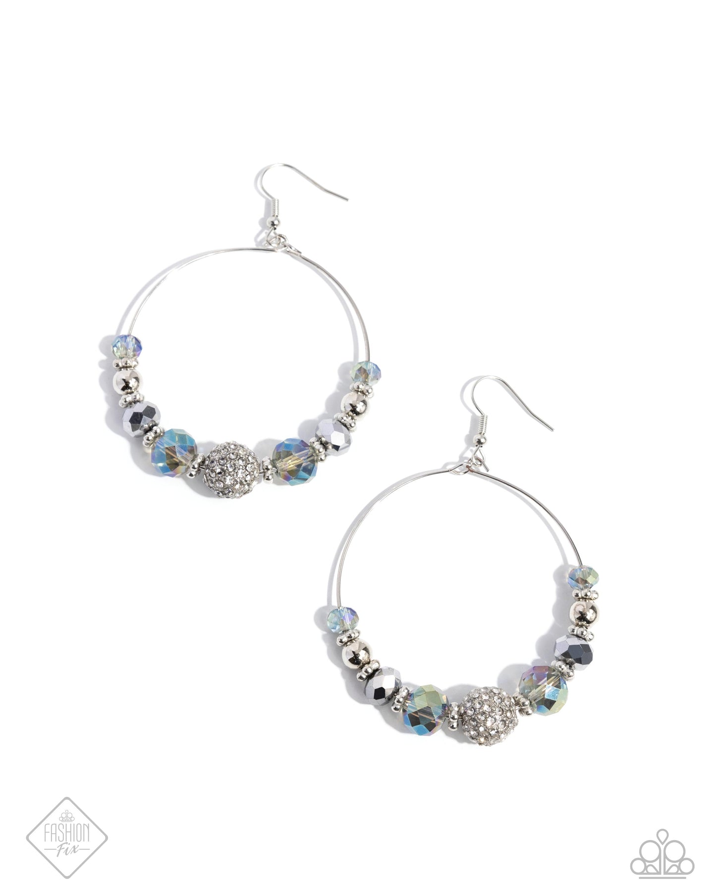 Ignited Intent - Silver, UV Splashed & Opalescent Bead Earring Magnificent Musings Fashion fix July 2024 Paparazzi E2145