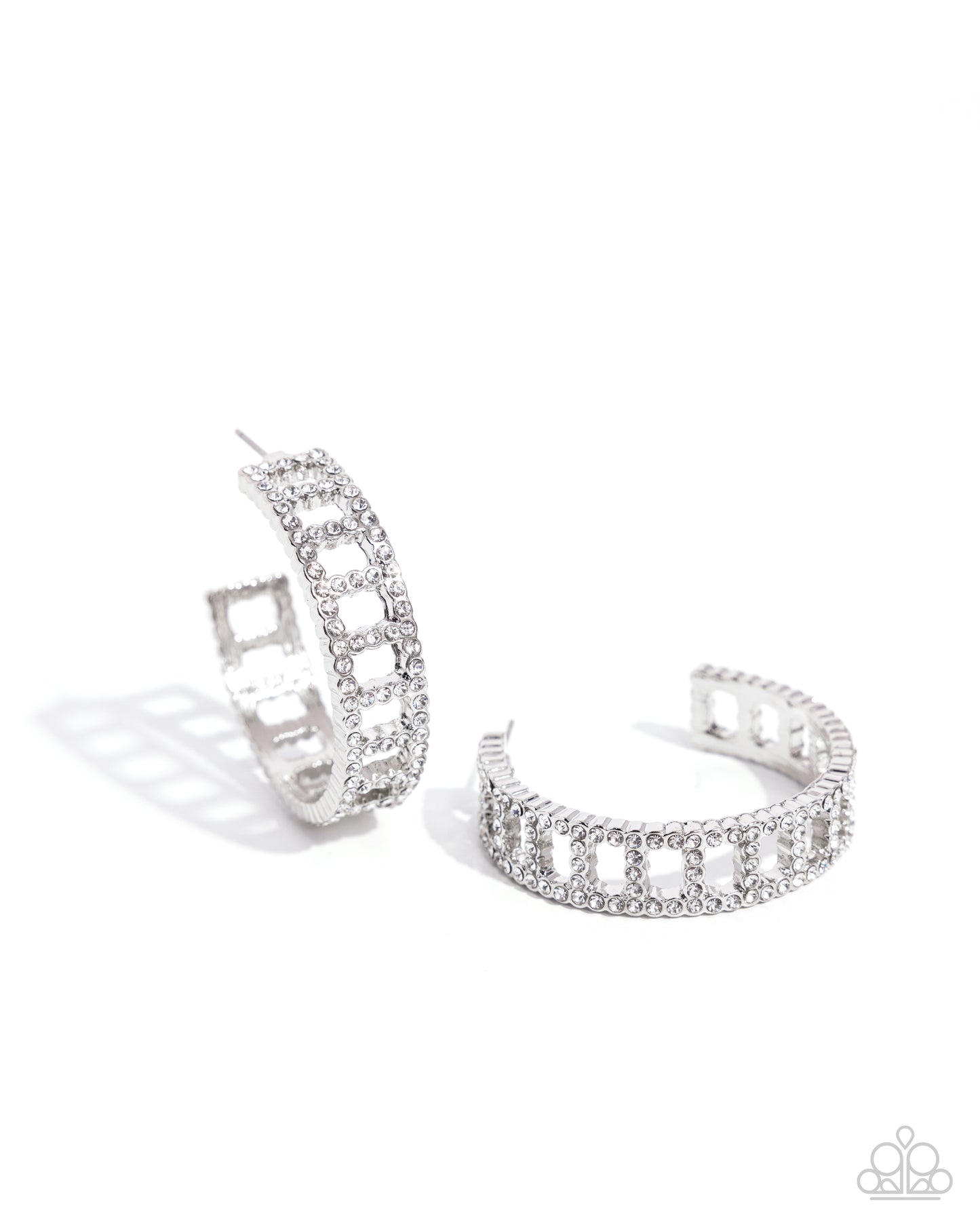 Bridging Brilliance - White Rhinestone 1 1/2 Hoop Earring 2024 Convention Exclusive Paparazzi E2125