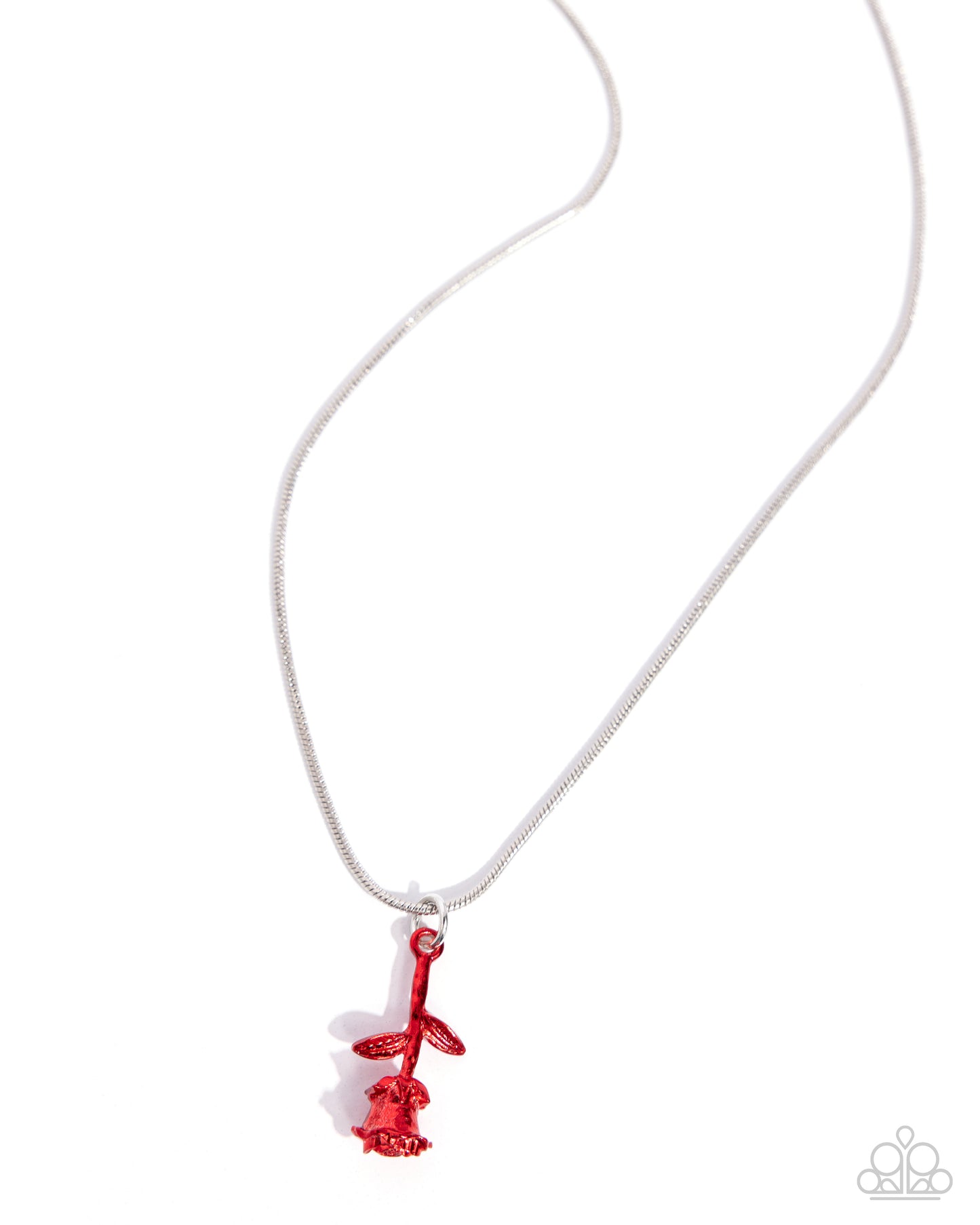 Tippy ROSE - Red Metallic Rose Charm Necklace Paparazzi N2405