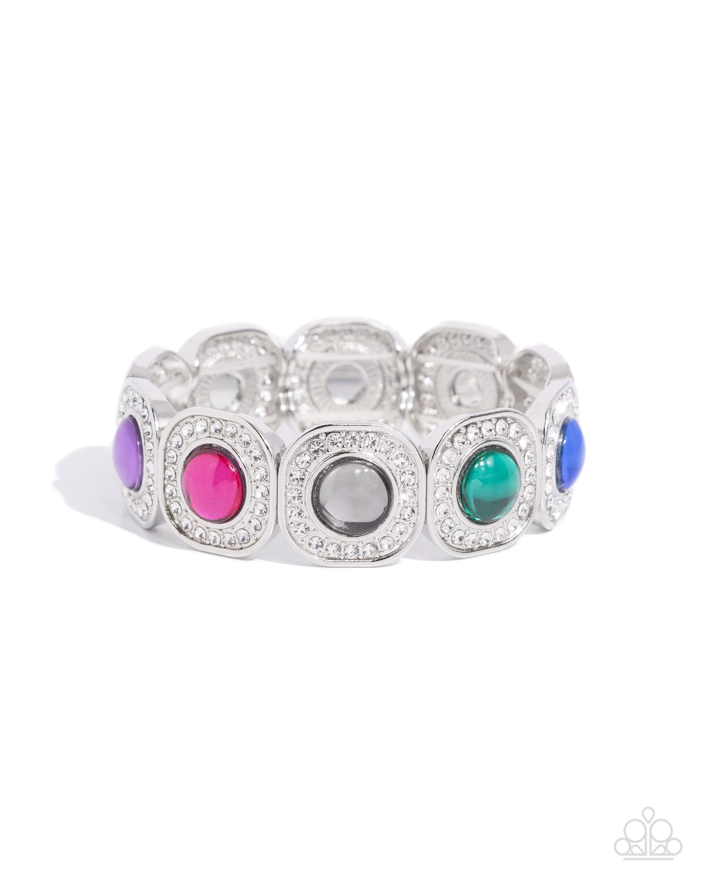 Reflective Relic - Multicolored Gem & White Rhinestone Stretch Bracelet Paparazzi B1754