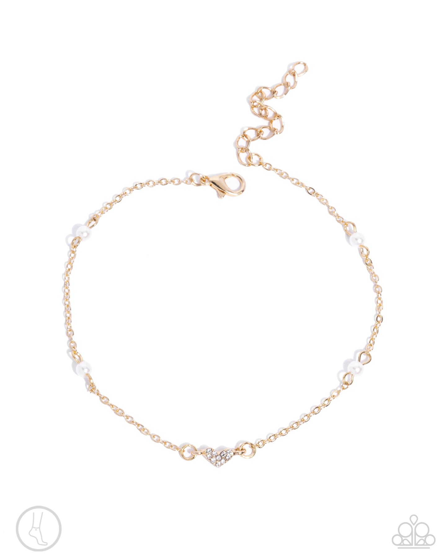 Ladylike Loop - Gold Chain & White Pearl Anklet Paparazzi B1625