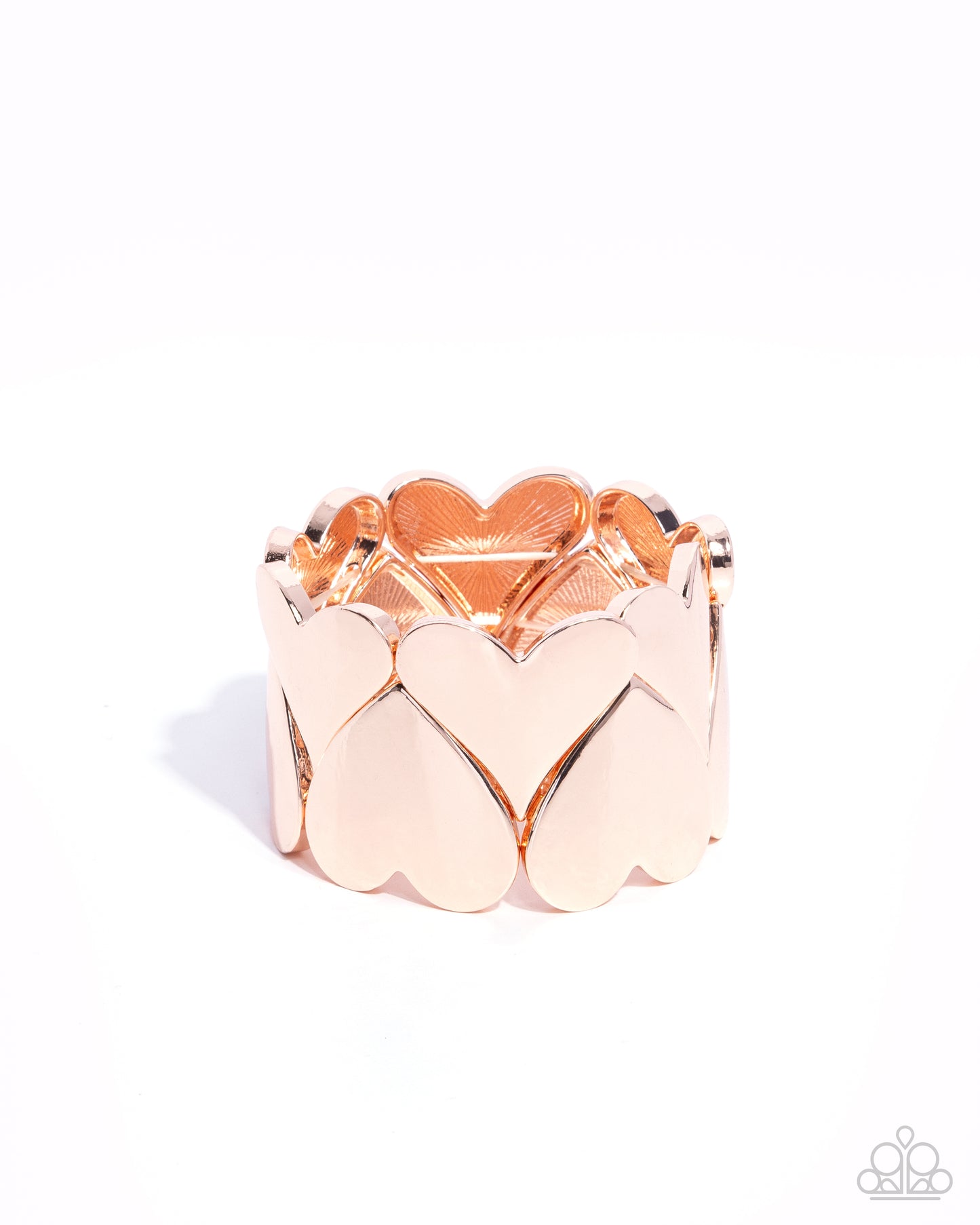 Sweetheart Setting - Rose Gold High Sheen Heart Stretch Bracelet Paparazzi B1734