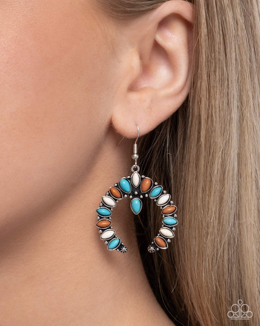 Universal Utopia - Multi Brown, White & Turquoise Stone Santa Fe Style Earring Paparazzi E2925