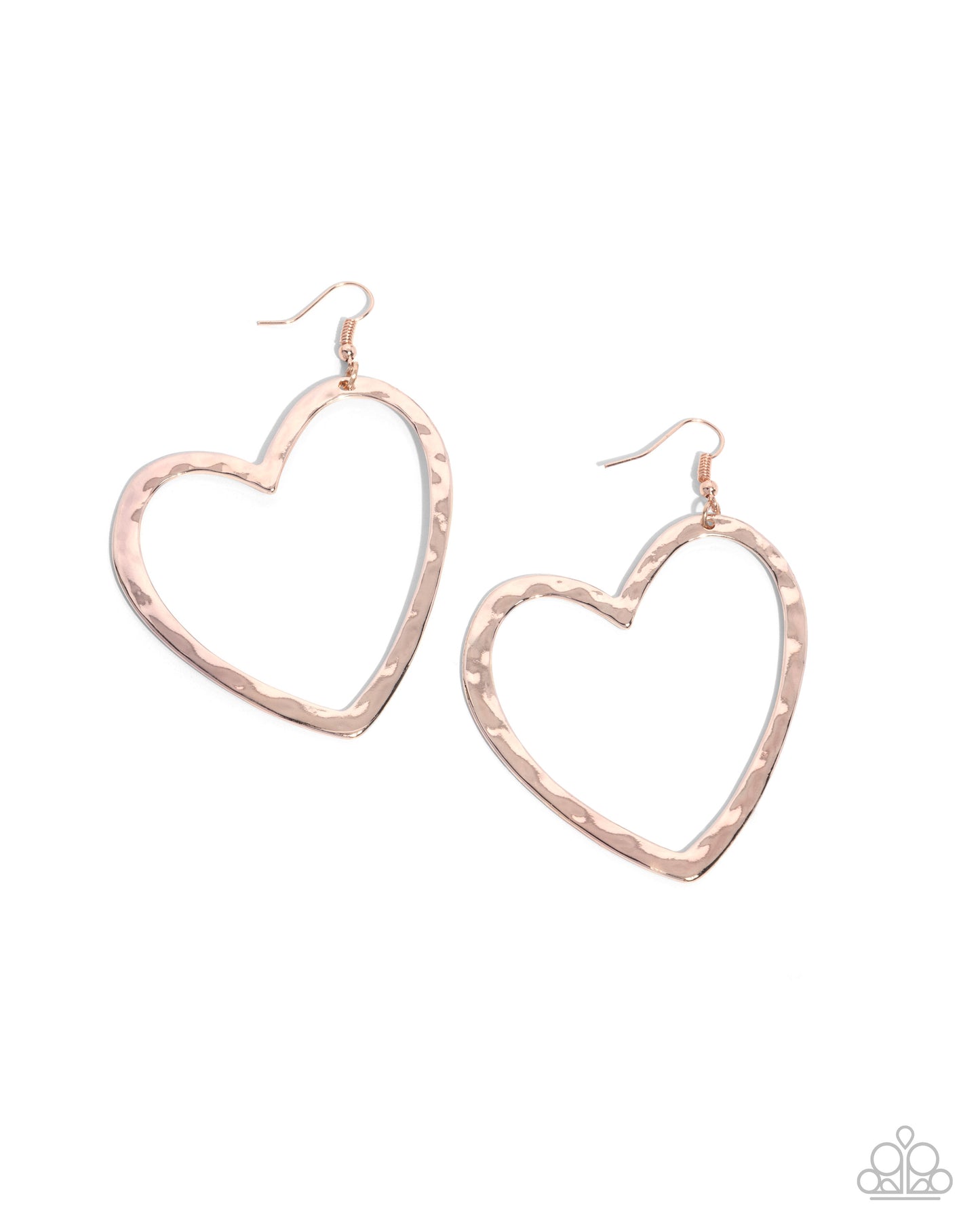 Just My Type - Rose Gold Hammered Heart Earring Paparazzi E2152