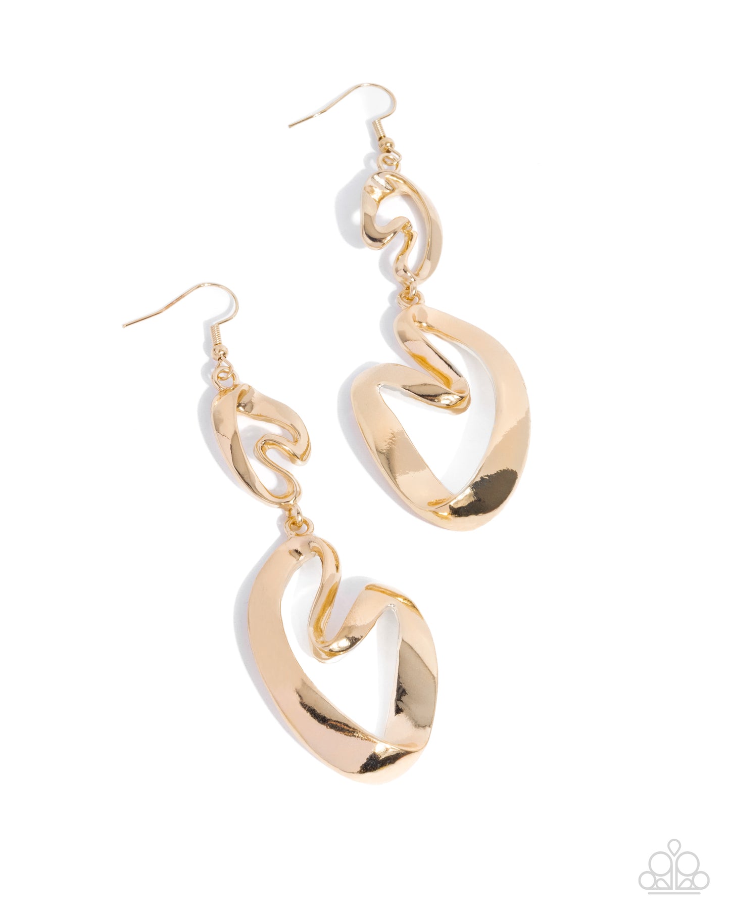 Paparazzi Abstract Angles - Gold Ribbons Artisan Abstract Earring E3330