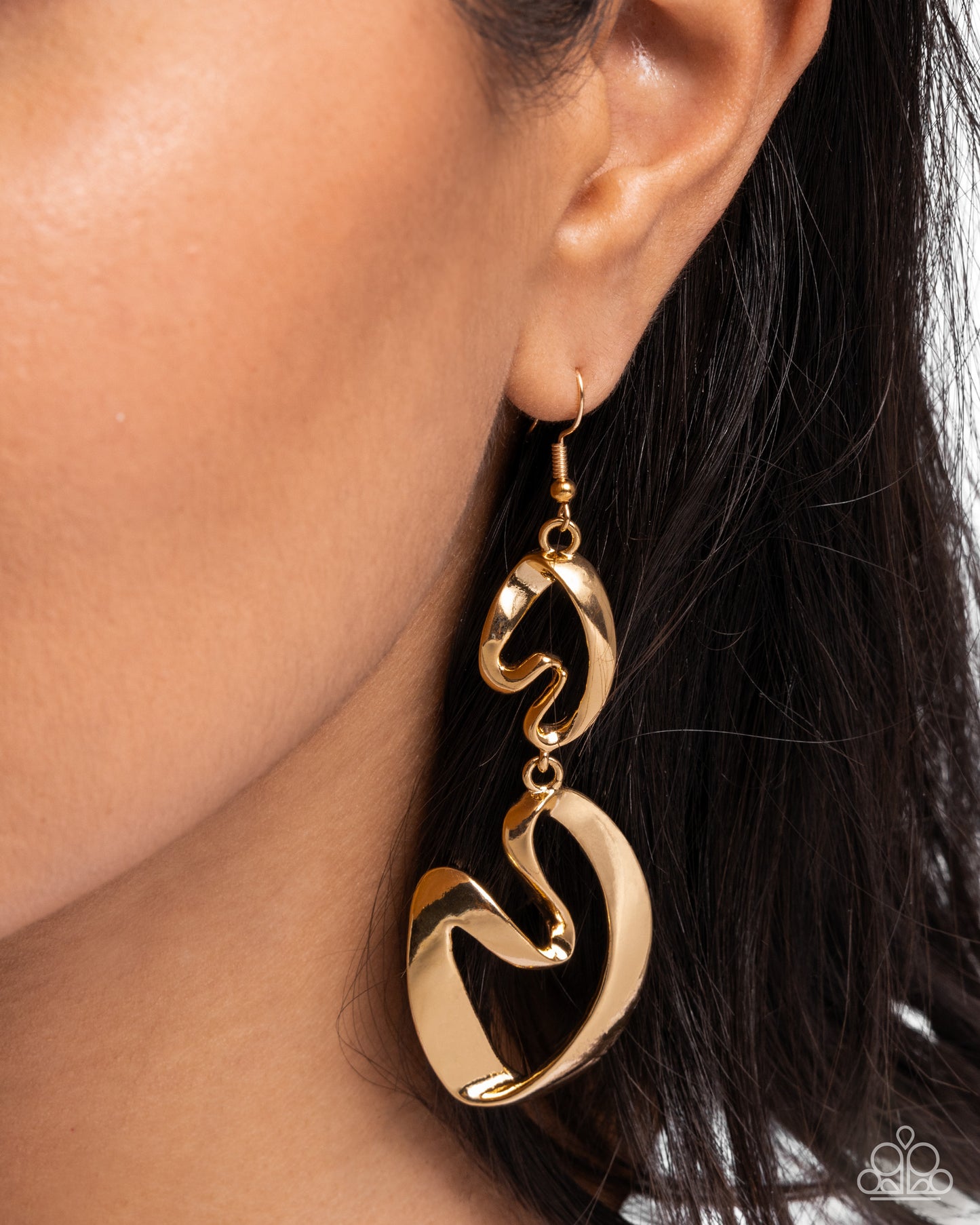 Paparazzi Abstract Angles - Gold Ribbons Artisan Abstract Earring E3330