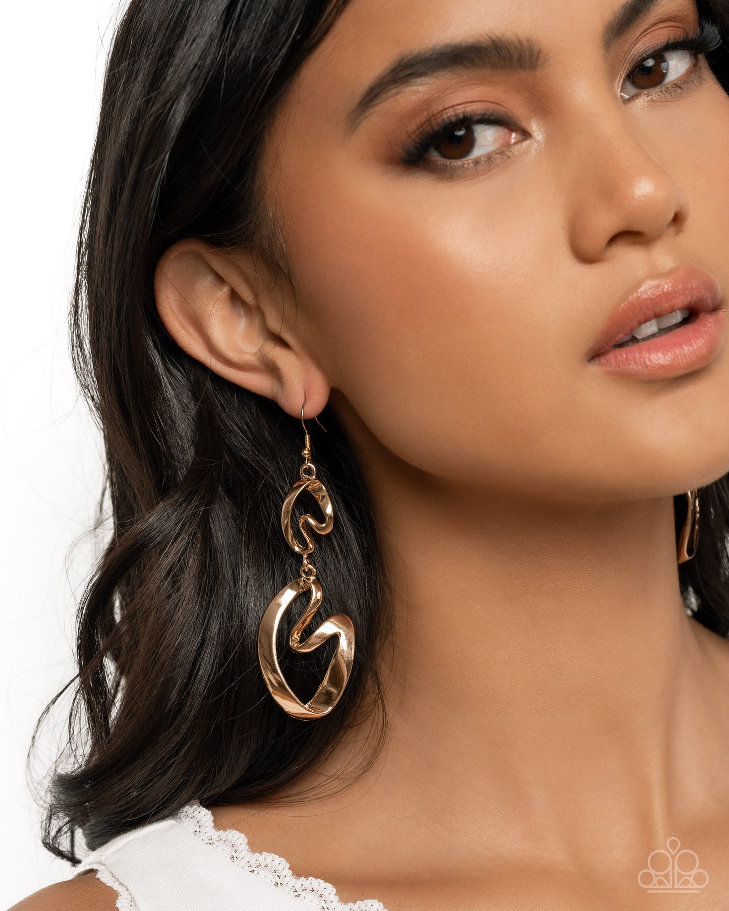 Paparazzi Abstract Angles - Gold Ribbons Artisan Abstract Earring E3330
