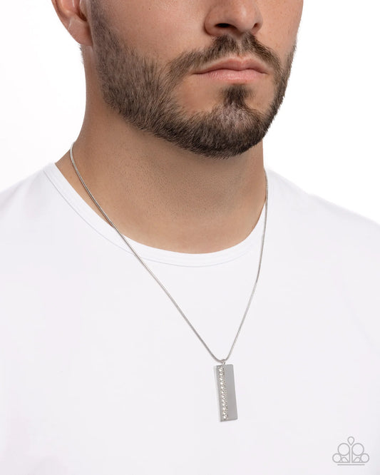 Paparazzi Stare Down - White Rhinestone Silver White Rhinestone Urban Necklace N4003