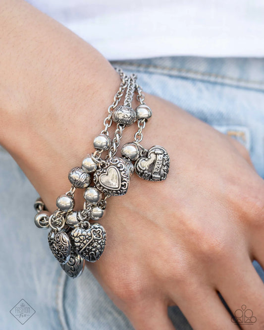 Romantic Relationship - Silver Heart Bracelet Glimpses Of Malibu Fashion Fix August 2024 Paparazzi B2411