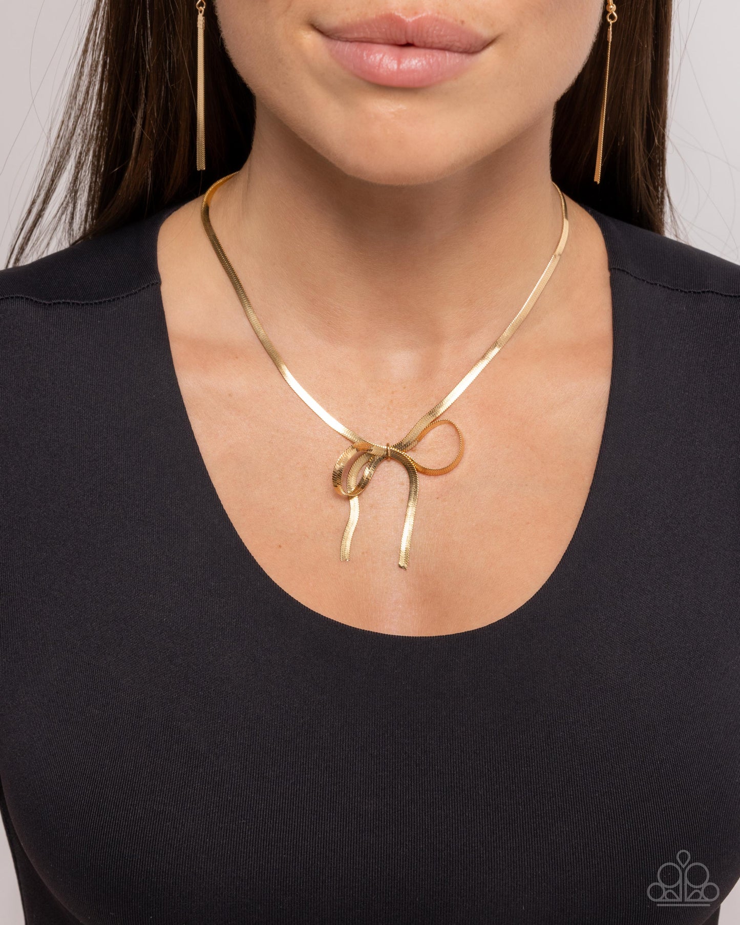 Ladylike Legato - Gold Boston Link Chain Bow Necklace Paparazzi