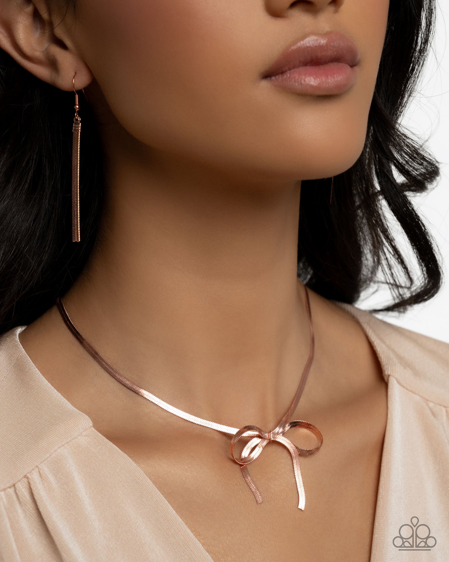 Ladylike Legato - Copper - Shiny Copper Link Chain Bow Necklace Paparazzi N1328