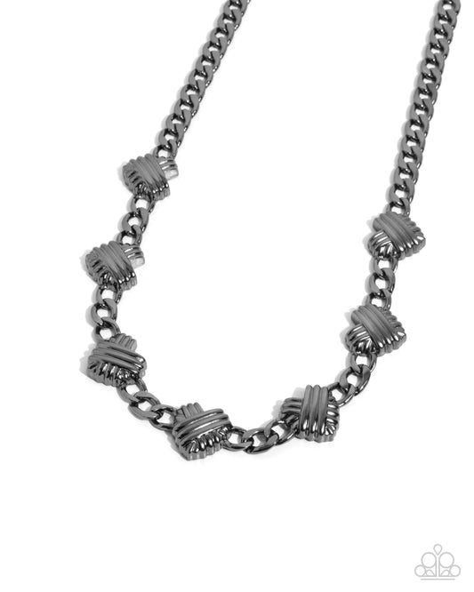 Mingling Medley - Black Gunmetal Curb Chain Heart Necklace Paparazzi N3373