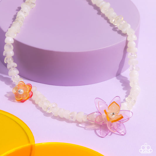 Malibu Master - Multi Ivory, Lavender, Baby Pink, Saffron Flower Necklace Paparazzi N2834
