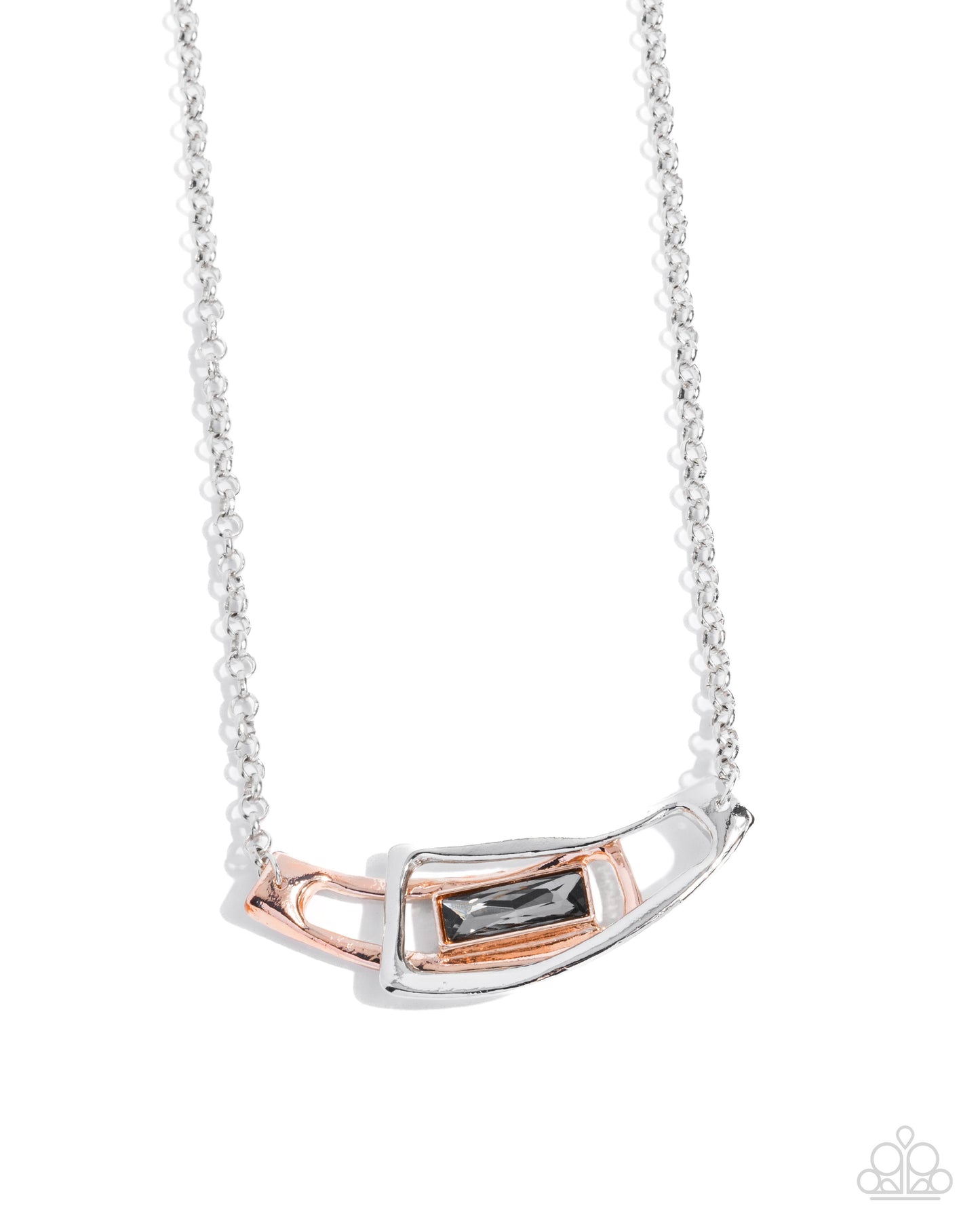 Interlocked Improv - Silver, Rose Gold & Smoky Gem Necklace Paparazzi N2882