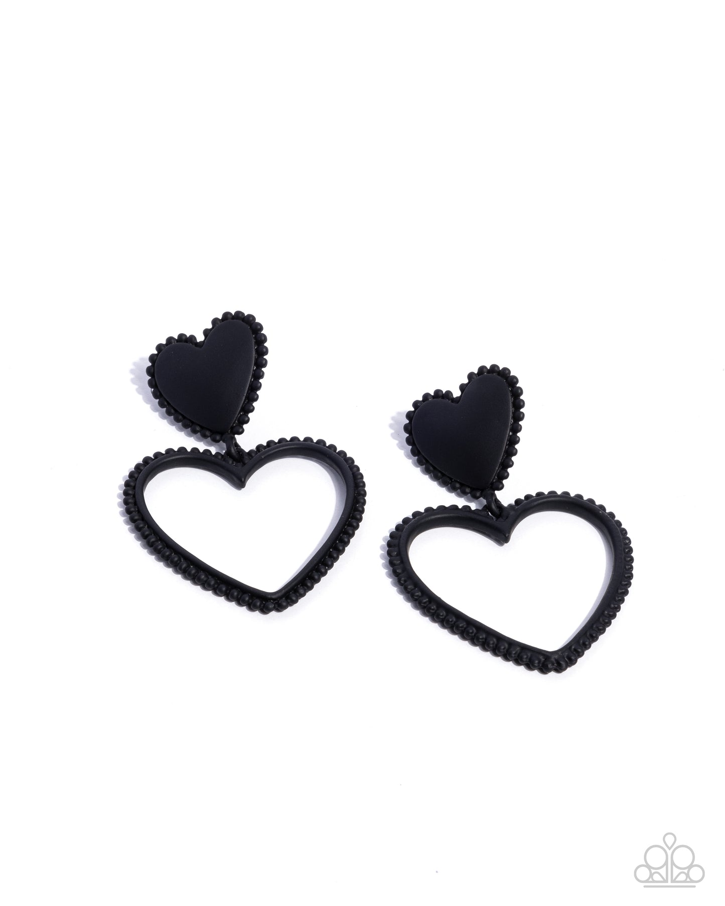 Casual Chemistry - Black Painted Heart Post Earring Paparazzi