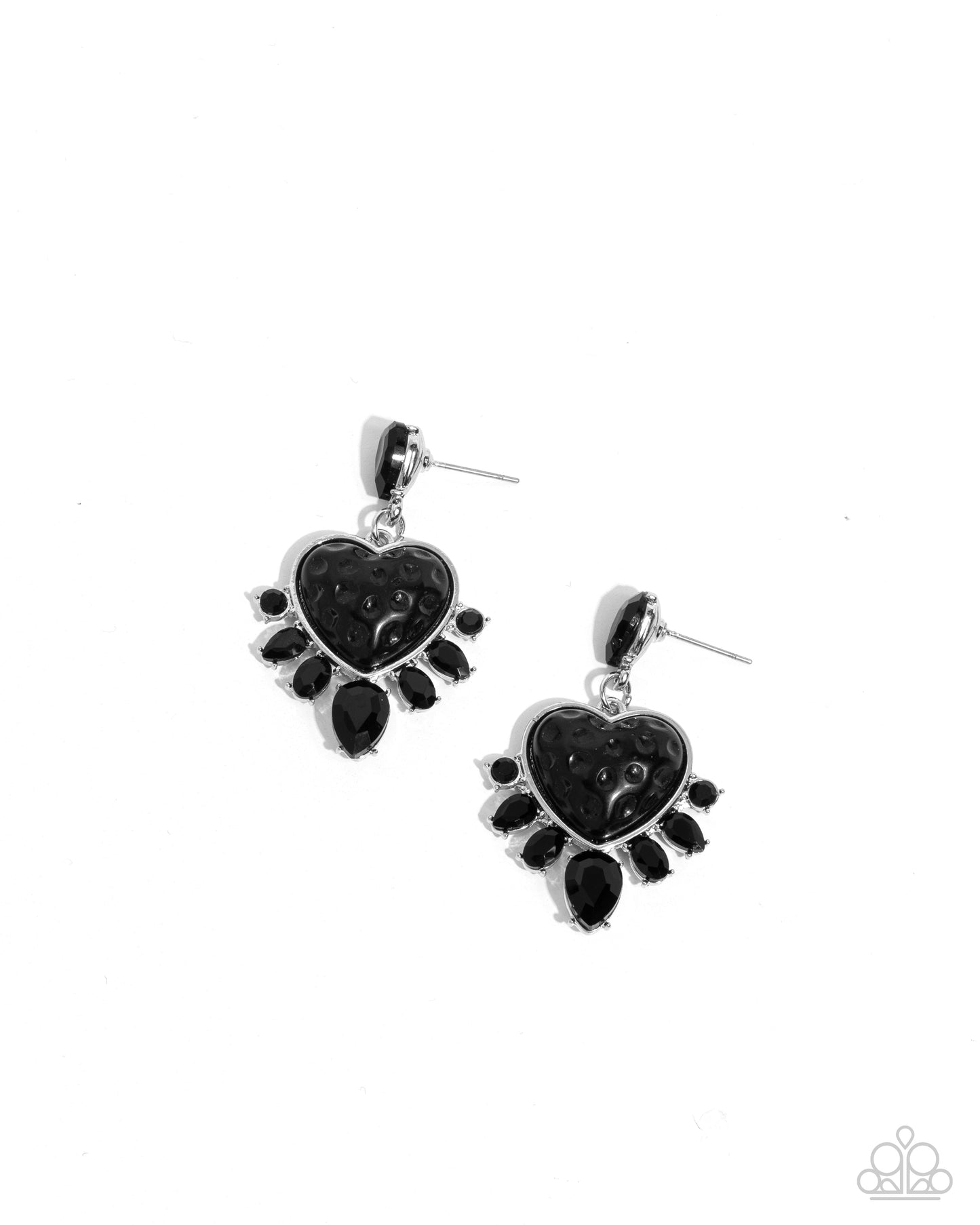 Resort Radiance - Black Hammered Heart Post Earring Paparazzi E2210