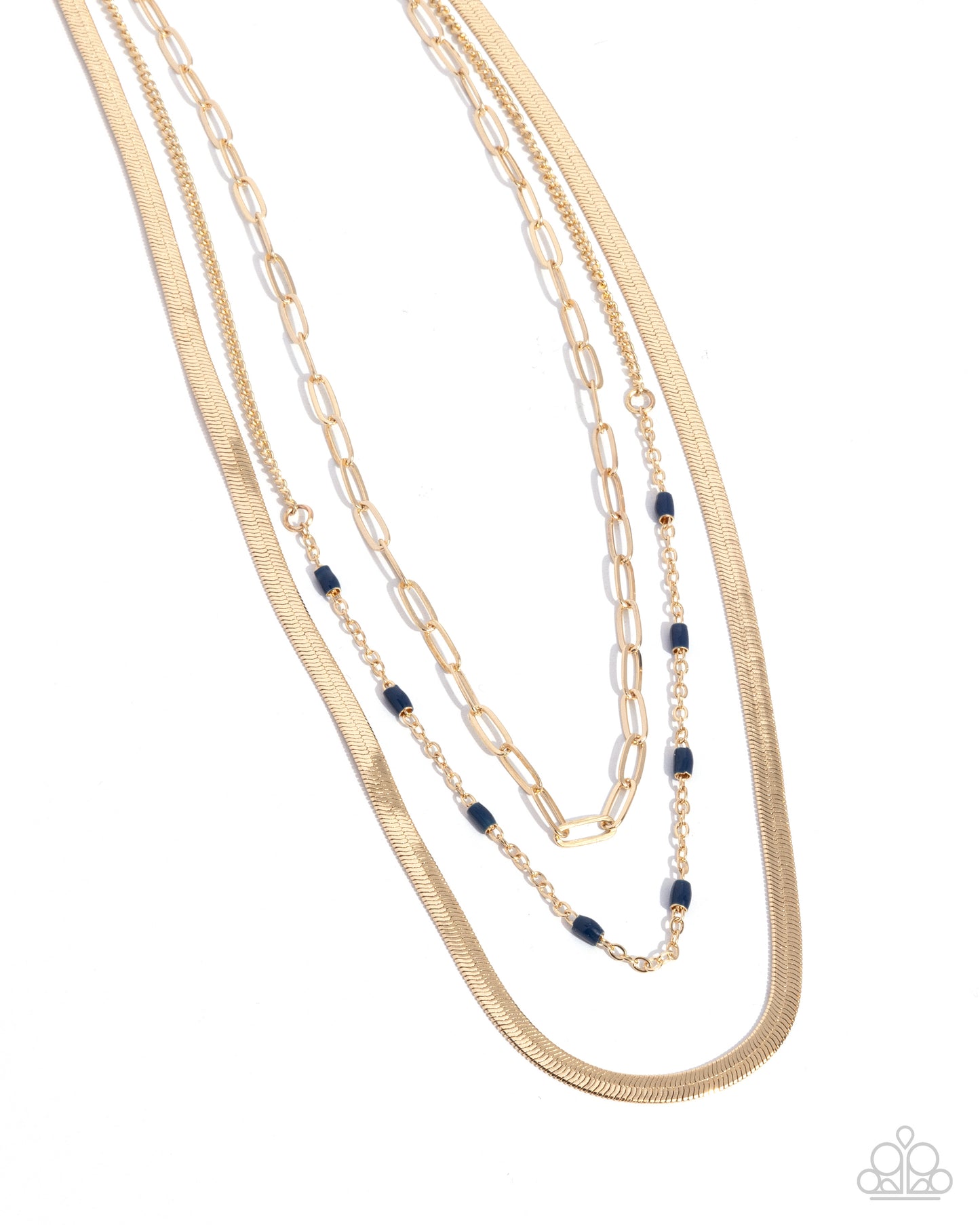 Mismatched Magic - Blue Bead Gold Layered Chain Necklace Paparazzi